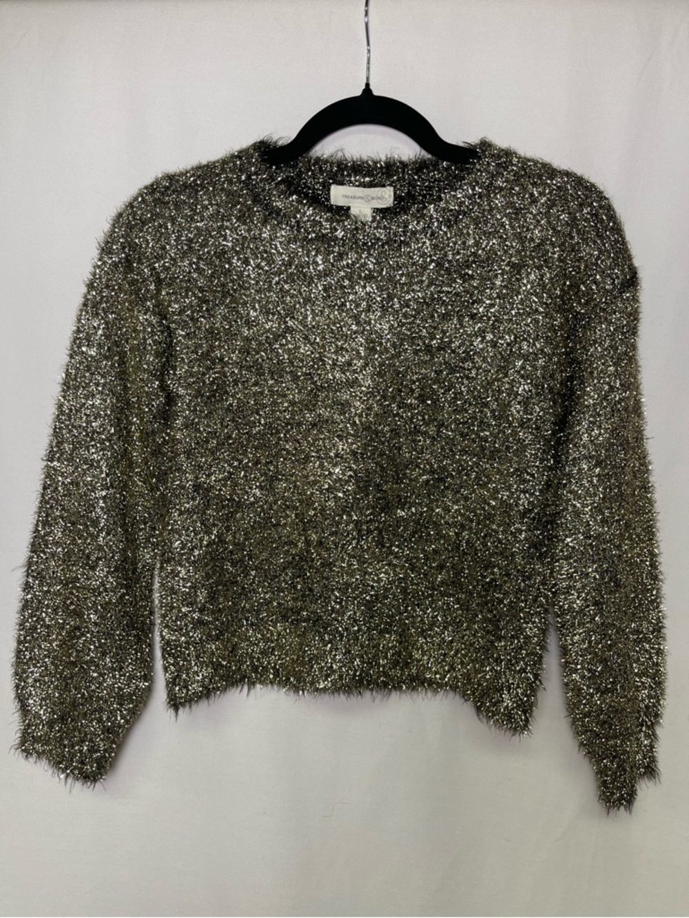 Treasure & Bond Metallic Cropped Sweater - Gold